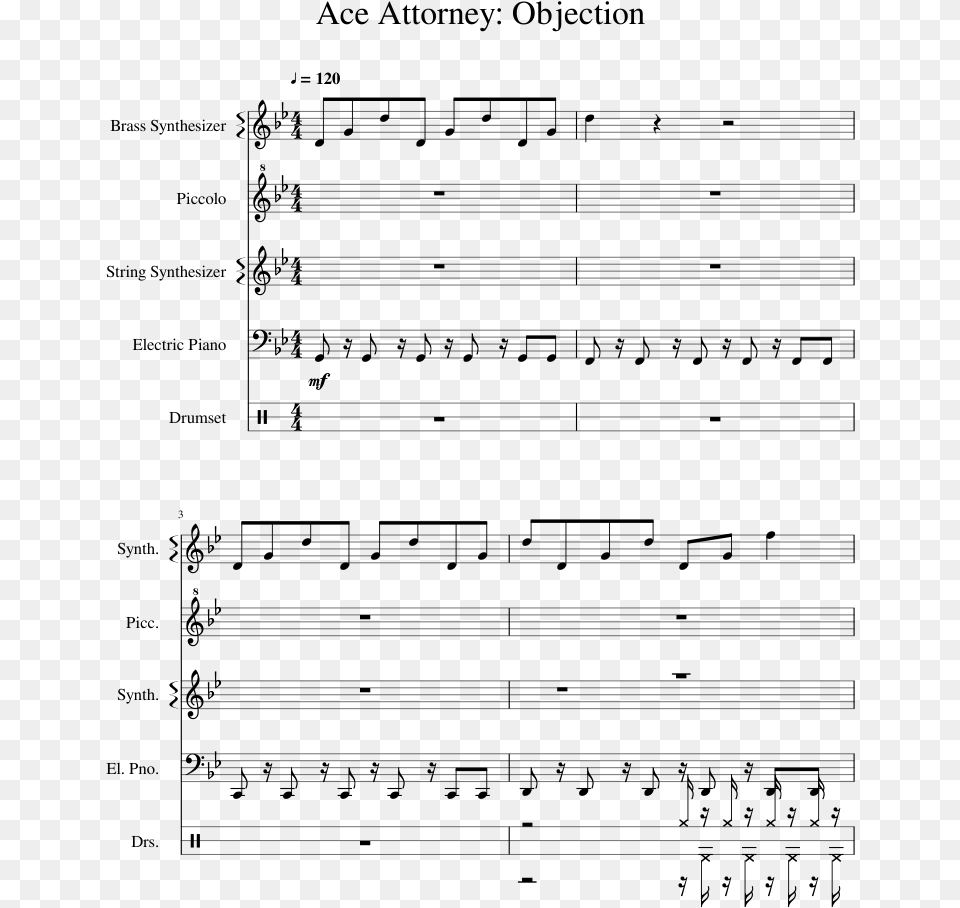 Ace Attorney Piano Sheet, Gray Png