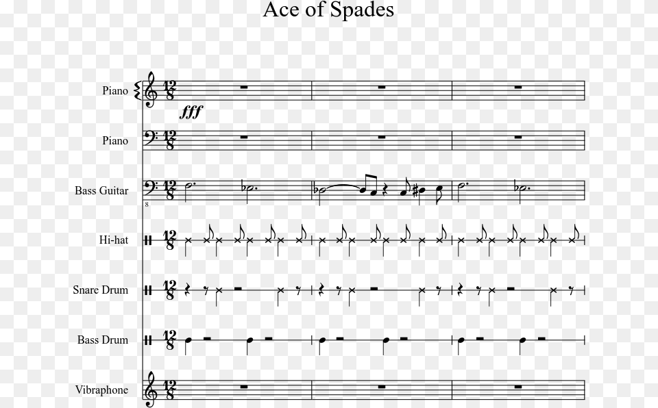 Ace Of Spades Sheet Music 1 Of 15 Pages Diagram, Gray Png