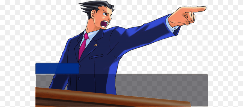 Ace Phoenix Wright Objection Animated, Person, People, Adult, Man Free Png