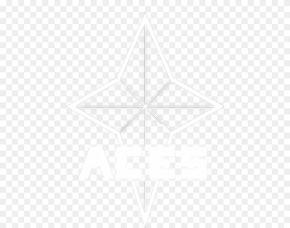Aces Logo Sans Name White Full Glow Triangle, Star Symbol, Symbol, Cross Png Image