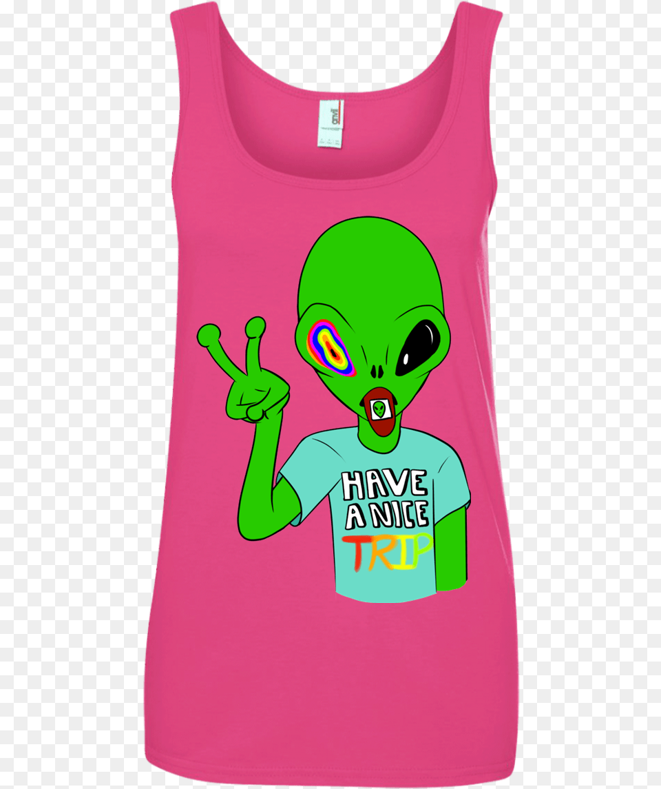 Acid Alien Ladies Tank Top Cartoon, Clothing, Tank Top, Baby, Person Free Png Download