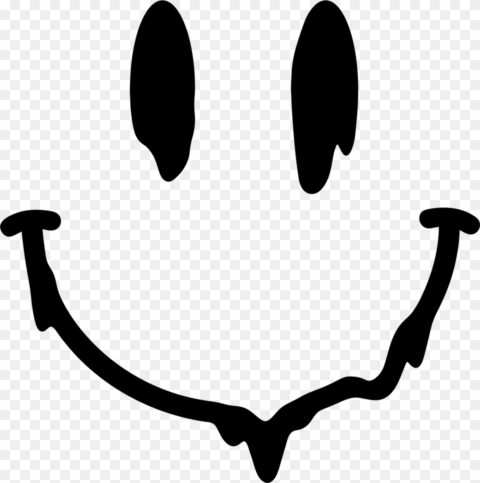 Acid Smiley Face, Gray Png