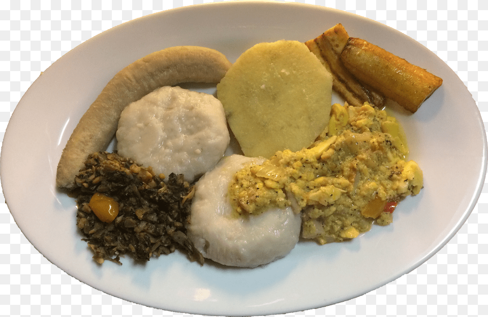 Ackee And Callaloo Combo With Yam Banana And Dumplin Boiled Dumplings Yam Banana Free Transparent Png