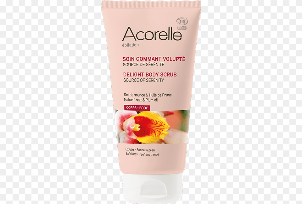 Acorelle Source Of Serenity Delight Body Scrub Exfoliation, Bottle, Lotion, Flower, Plant Free Transparent Png