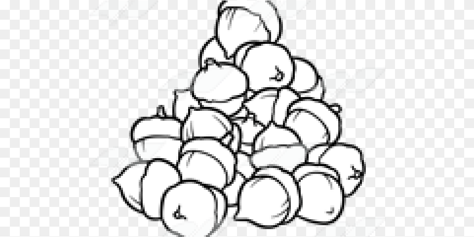 Acorn Clipart Pile Line Art, Food, Fruit, Plant, Produce Png Image