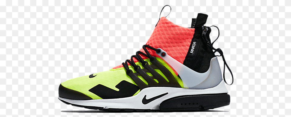 Acronym X Nikelab Air Presto Mid Hot Lava The Sole Supplier, Clothing, Footwear, Shoe, Sneaker Free Png