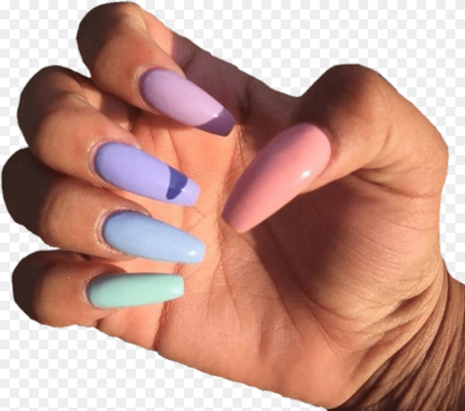 Acrylic Acrylicnails Nailscute Aesthetic Acrylic Nails Different Colors, Body Part, Hand, Person, Nail Png Image