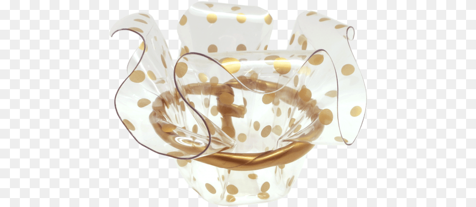 Acrylic Container With Gold Polka Dots Candyliciousshop, Art, Porcelain, Pottery, Saucer Png Image