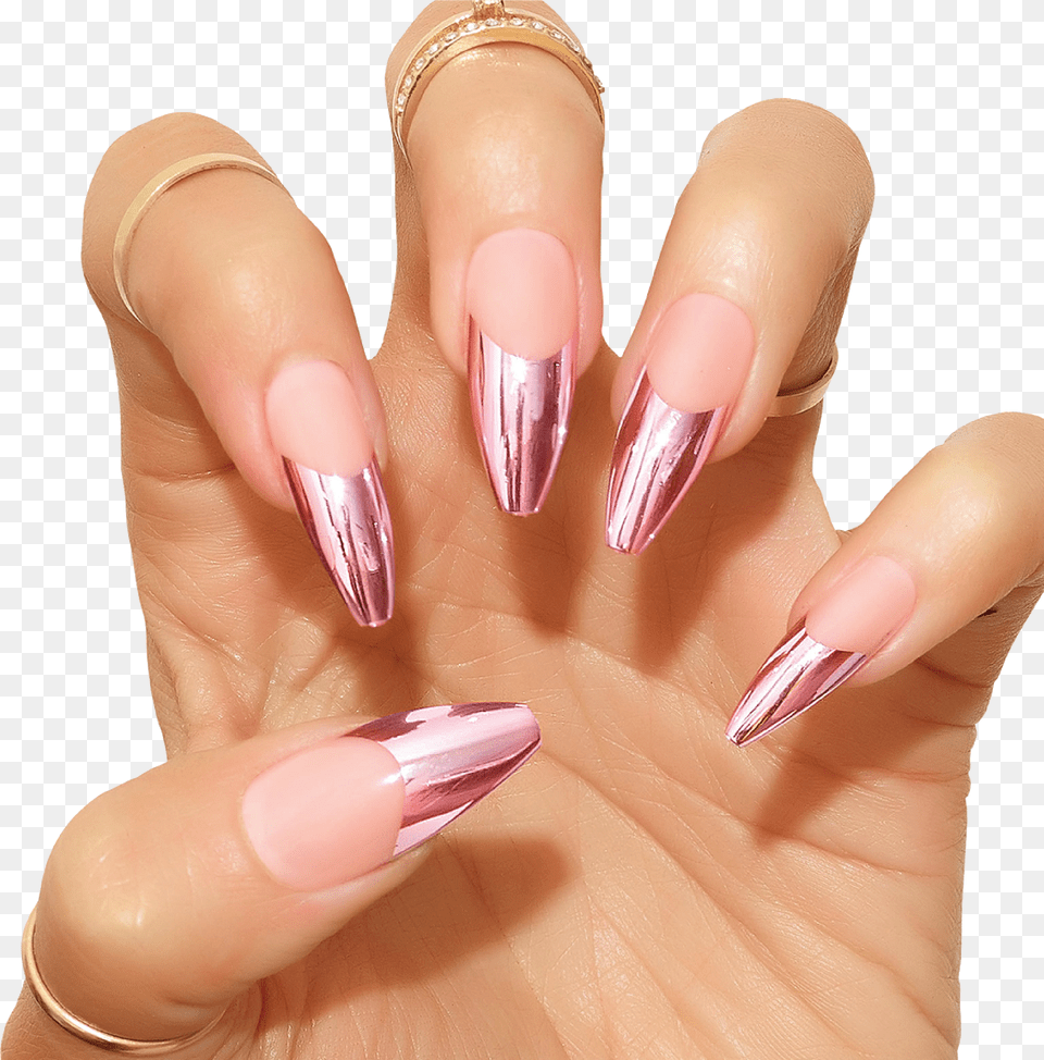 Acrylic Nails File Chrome French Tip Nails Png Image