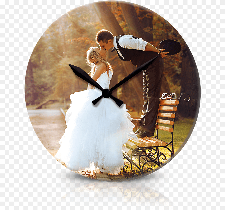 Acrylic Print Clocks Wedding Photography Bride Taller Than Groom, Gown, Formal Wear, Clothing, Dress Png Image