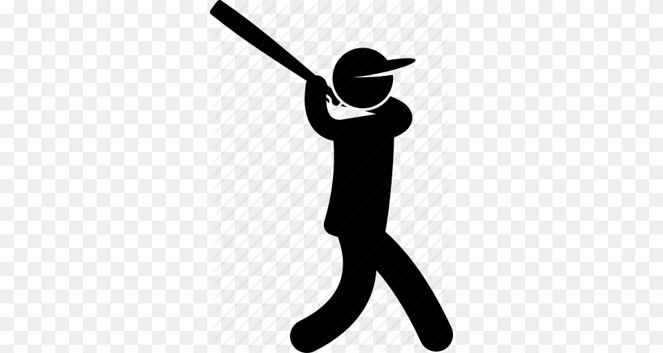 Action Baseball Bat Player Pose Posture Swing Icon, People, Person, Walking, Silhouette Free Png Download