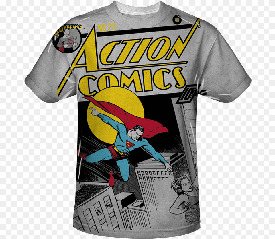 Action Comics Issue 23 Bold T Shirt Cartoon, T-shirt, Clothing, Book, Publication Png Image