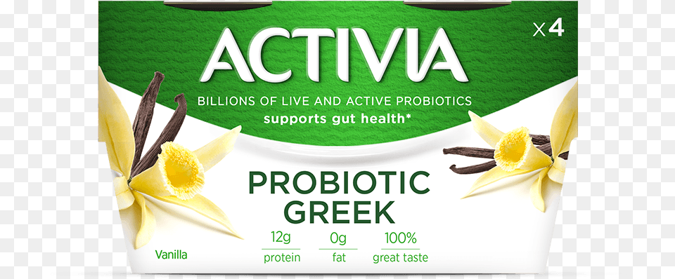 Activia Greek Probiotic Blended Nonfat Yogurt Vanilla Danone, Advertisement, Poster, Herbal, Herbs Png Image