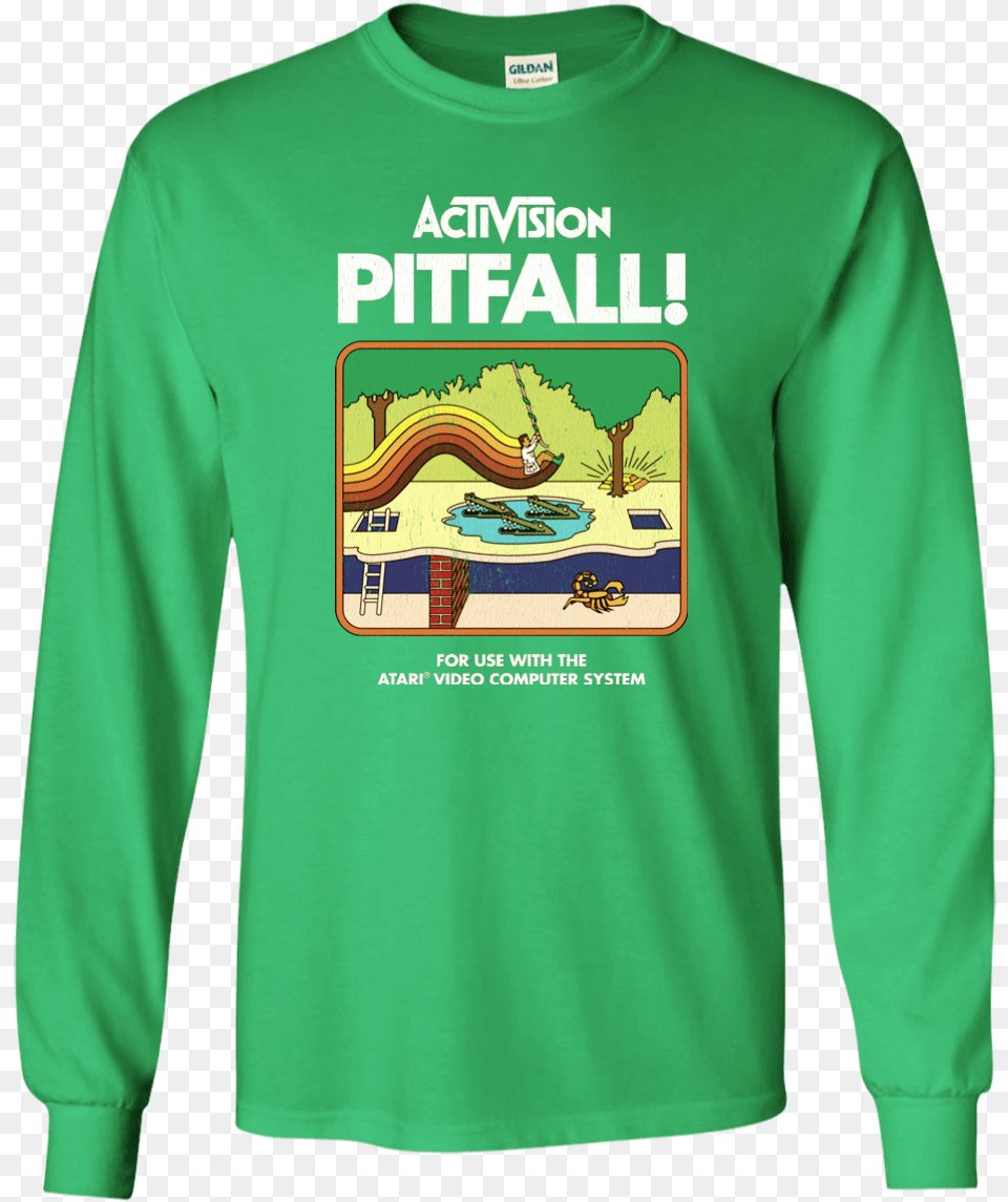 Activision Pitfall Retro Atari 2600 G240 Gildan Long, Clothing, Long Sleeve, Sleeve, T-shirt Png