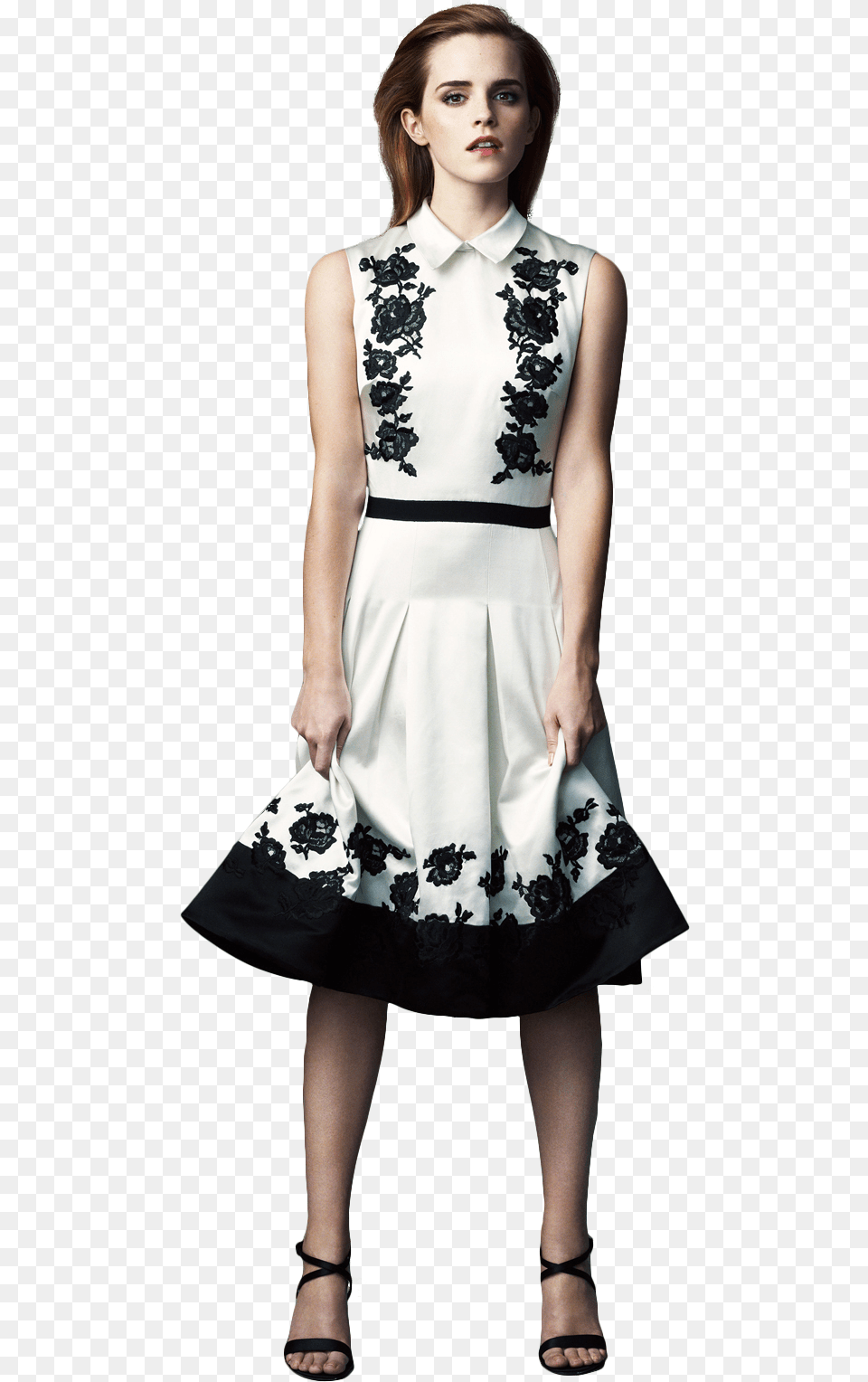 Actress Render By Celebrities Emma Watson Black And White Dress, Clothing, Evening Dress, Formal Wear, Person Png