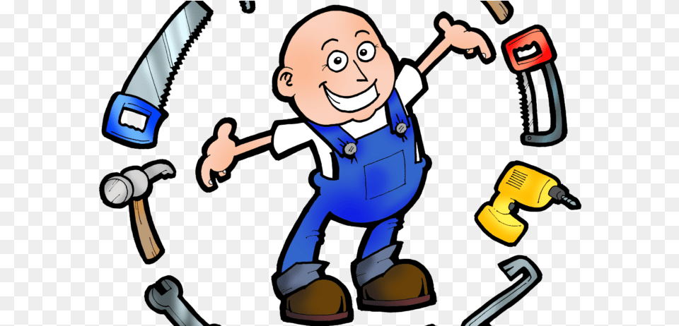 Ad Hoc Handyman Own Tools Transport Essential Tools Cartoon Transparent, Baby, Person, Face, Head Free Png