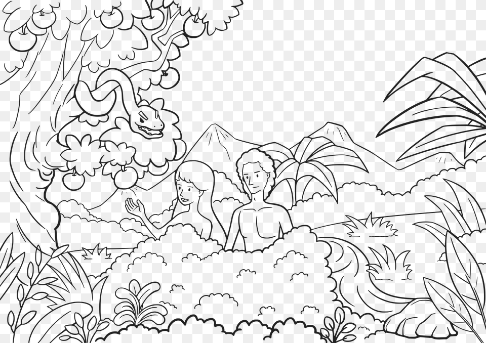 Adam And Eve Snake Coloring Page, Pattern, Blackboard, Art, Floral Design Free Png Download
