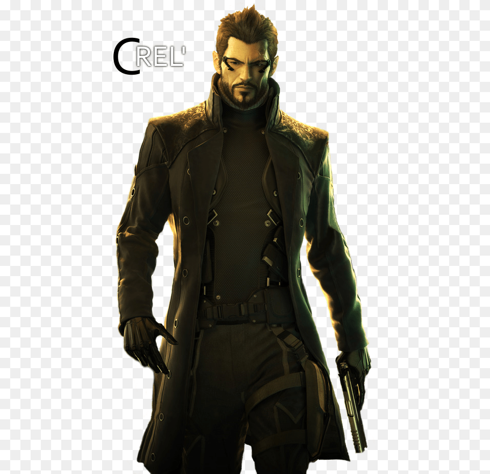 Adam Jensen From Deus Ex Deus Ex Human Revolution Costume, Clothing, Coat, Jacket, Handgun Png