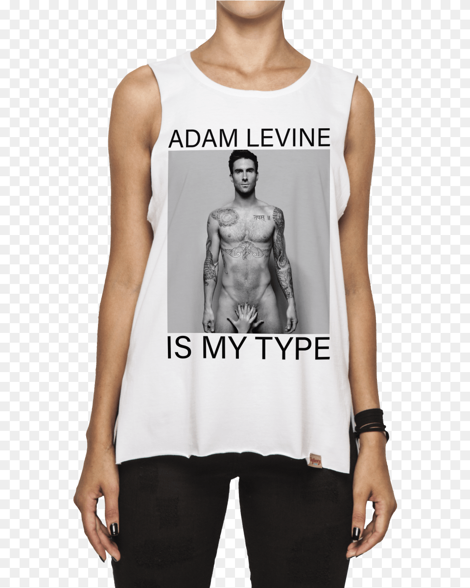 Adam Levine Autographed 11quot X 14quot No Clothes Pose Photograph, Clothing, T-shirt, Adult, Male Png