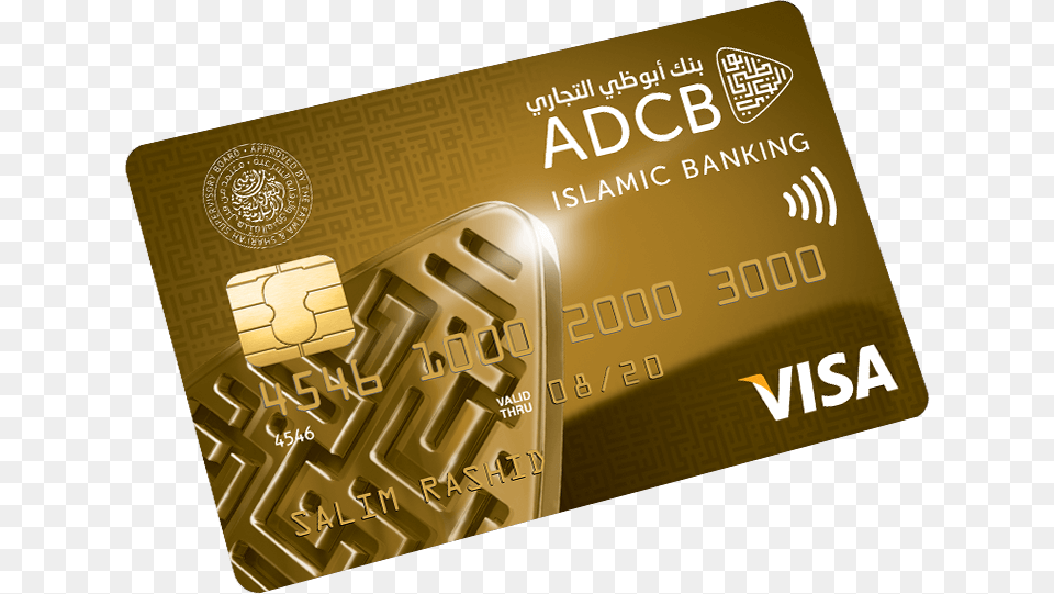 Adcb Islamic Touchpoints Gold Credit Card Gold Adcb Credit Card, Text, Credit Card Free Png Download