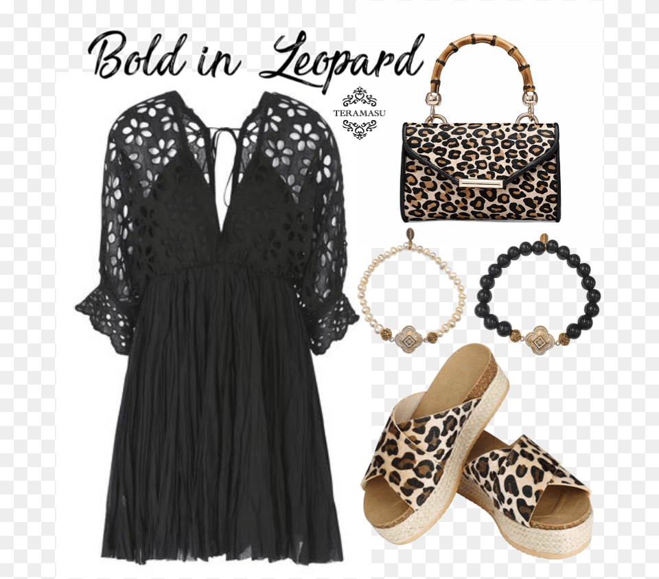 Add A Leopard Printed Flare To Your Black And White Sandal, Accessories, Bag, Handbag, Clothing Free Png
