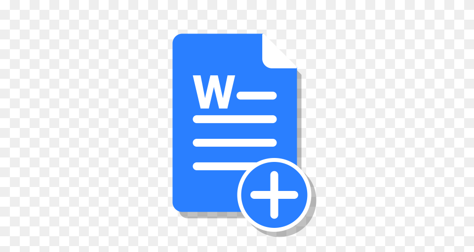 Add Blue Create Doc File Office Word Icon, Symbol, Sign, First Aid, Text Free Png Download