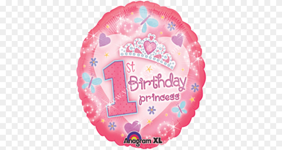 Add Ons Happy 1st Birthday Princess Balloon 1st Birthday Foil Balloons, Birthday Cake, Cake, Cream, Dessert Free Transparent Png
