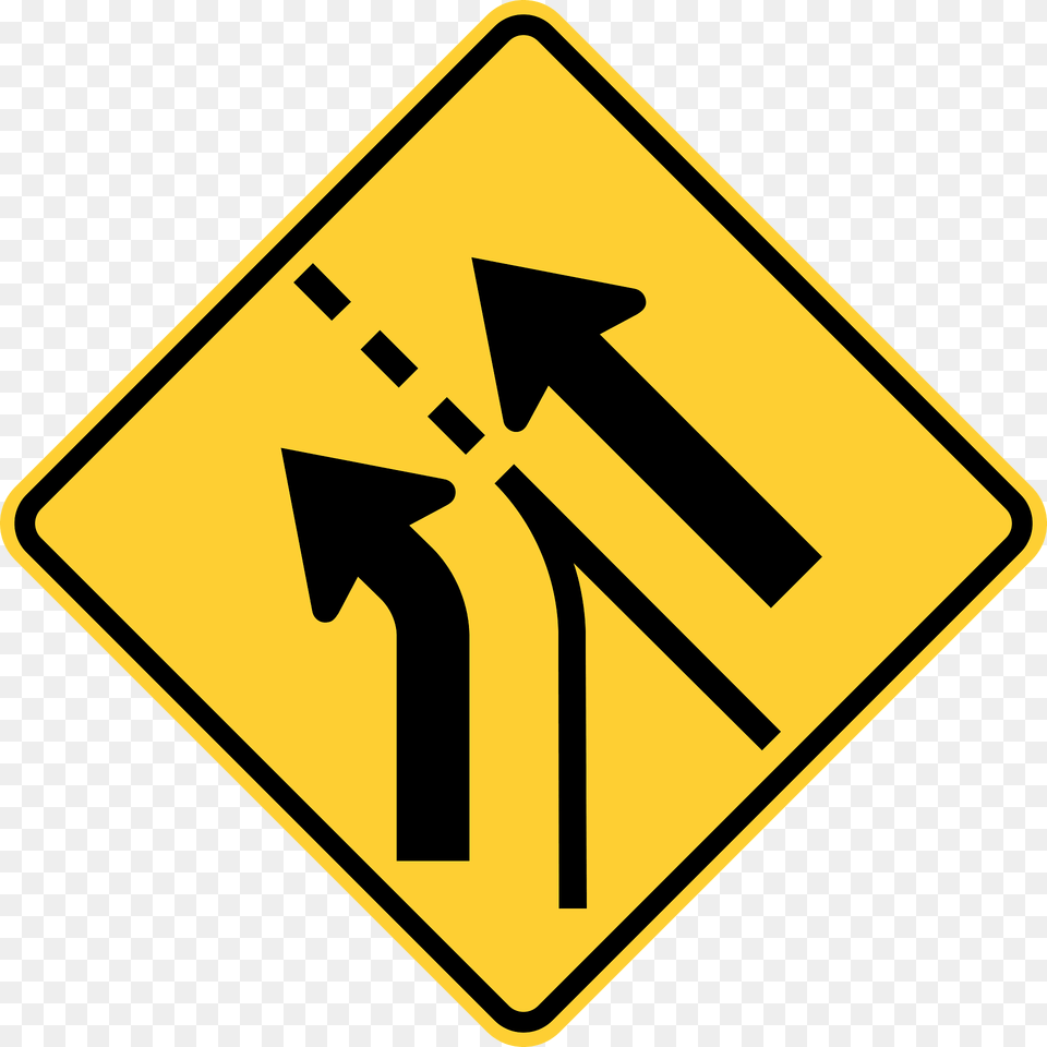Added Lane From Entering Roadway Clipart, Road Sign, Sign, Symbol Png