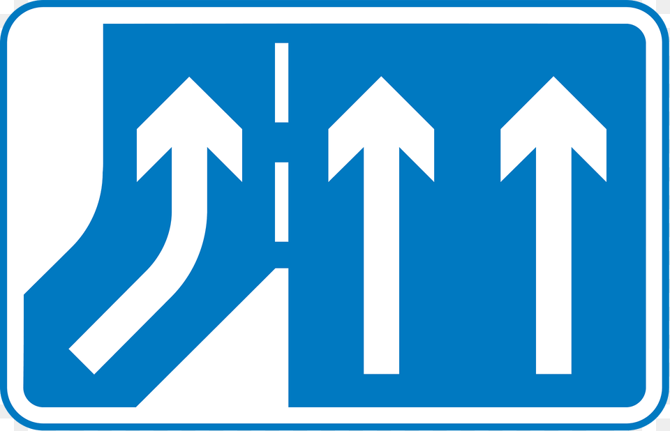 Additional Traffic Lane Joining From The Left Ahead Right If Reversed Clipart, Sign, Symbol, Road Sign Png Image
