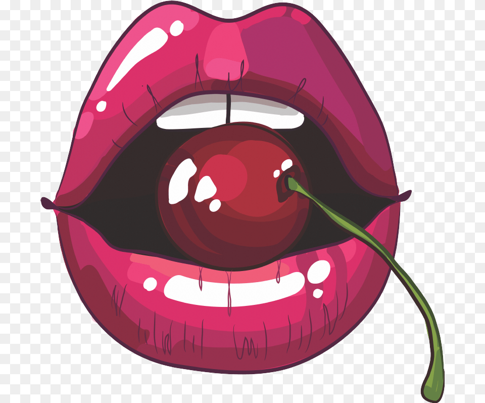 Adesivo Decorativo Boca Cereja Rolling Stones Mouth With Cherry, Produce, Plant, Food, Fruit Free Transparent Png