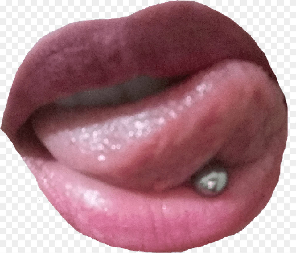 Adesivoadesive Lipstongue Piercing Piercedgirl Tongue, Body Part, Mouth, Person, Baby Png Image