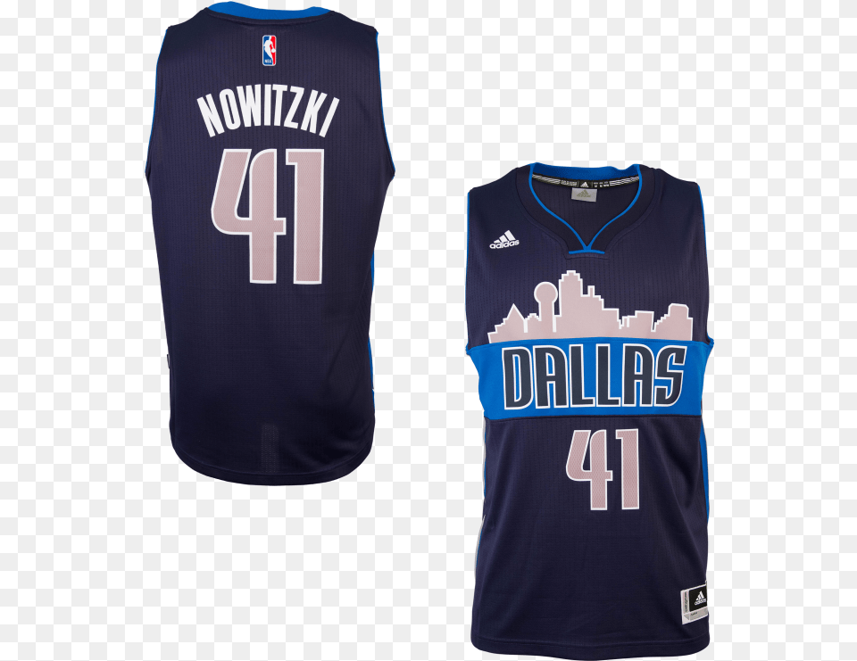 Adidas Dallas Mavericks Dirk Nowitzki 1st Alternate Dirk Nowitzki Autographed Jersey Navy Blue Adidas, Clothing, Shirt, T-shirt Png