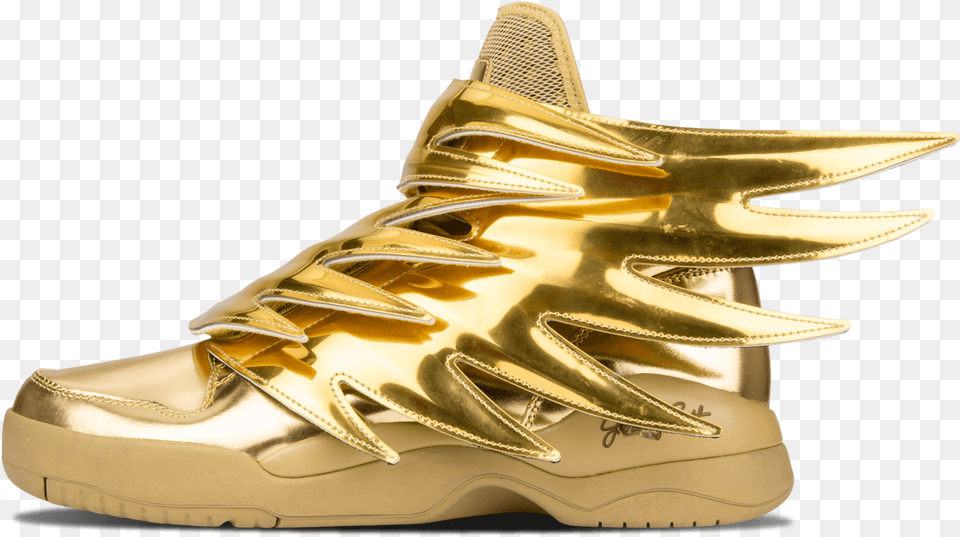 Adidas Js Wings 30 Gold 5 Shoes Gold Metallic Gold, Clothing, Footwear, Shoe, Sneaker Free Transparent Png