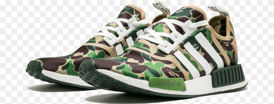 Adidas Nmd R Black And White Adidas Nmd R1 Bape Bathing Ape Green Camo Camouflage, Clothing, Footwear, Shoe, Sneaker Free Transparent Png