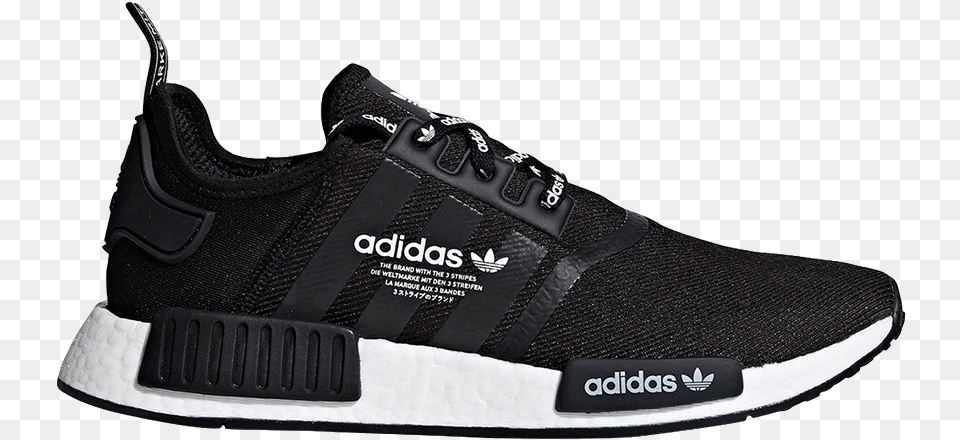 Adidas Nmd R1 Logo Nmd Adidas Negro, Clothing, Footwear, Shoe, Sneaker Free Png Download