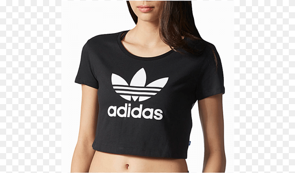 Adidas Originals Trefoil Slim Crop T Shirt Adidas Crop Top T Shirt, Clothing, T-shirt, Adult, Female Free Png