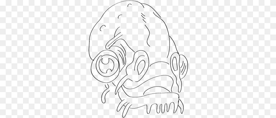 Admiral Ackbar Line Art, Gray Png