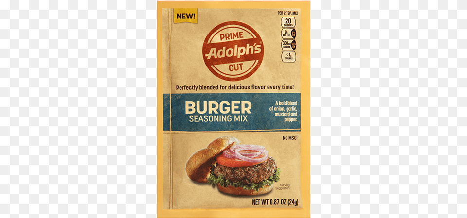 Adolphs Prime Cut Burger Seasoning Mix Veggie Burger, Advertisement, Food, Poster, Text Free Png
