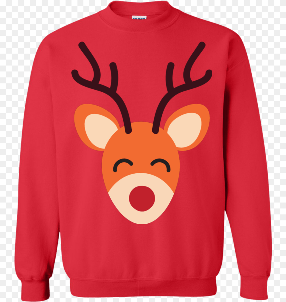 Adorable Big Reindeer Face Matching Family Christmas Reindeer, Sweatshirt, Clothing, Knitwear, Sweater Free Transparent Png