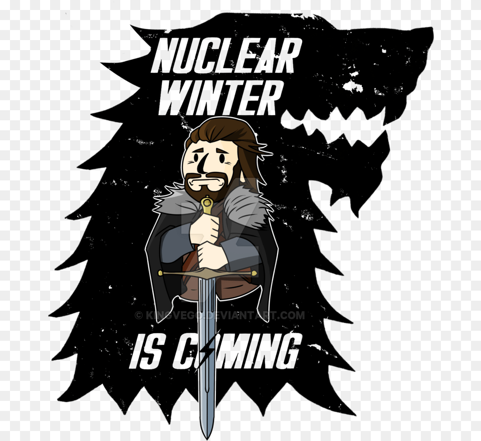 Adorable Winter Is Coming T Shirt Design By Kingvego Cartoon, Sword, Weapon, Person, Face Png Image