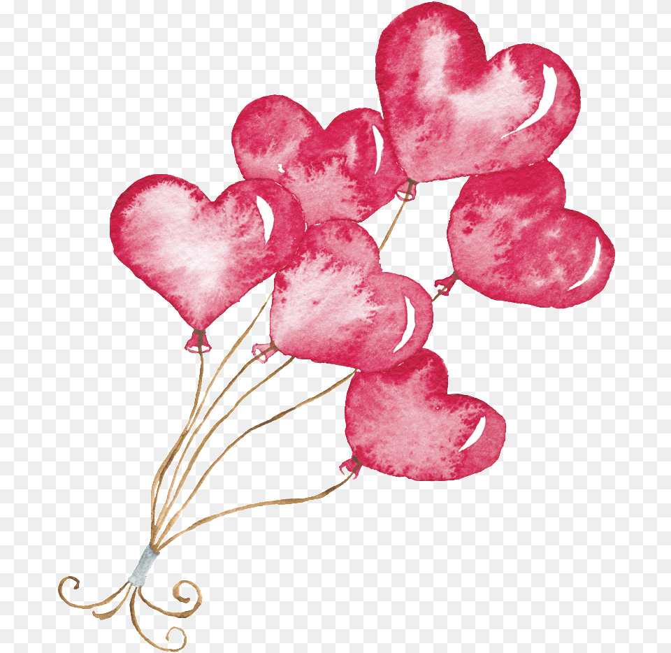 Adorno De Transparente Con Amor Globo Valentines Day Clipart Watercolor, Flower, Petal, Plant, Balloon Free Png