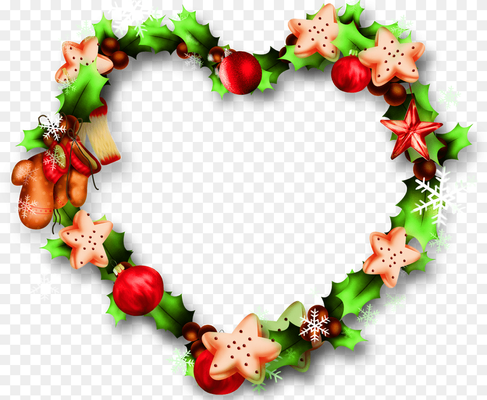 Adornos De Corazn Para Navidad Corazon De Navidad, Wreath Png Image
