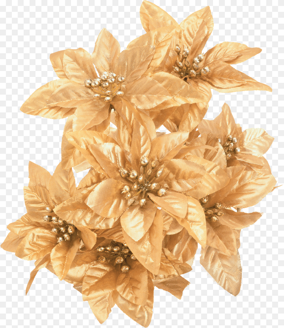 Adornos Luces Y Campanas De Navidad Gold Christmas Flower, Accessories, Dahlia, Plant, Jewelry Free Png Download