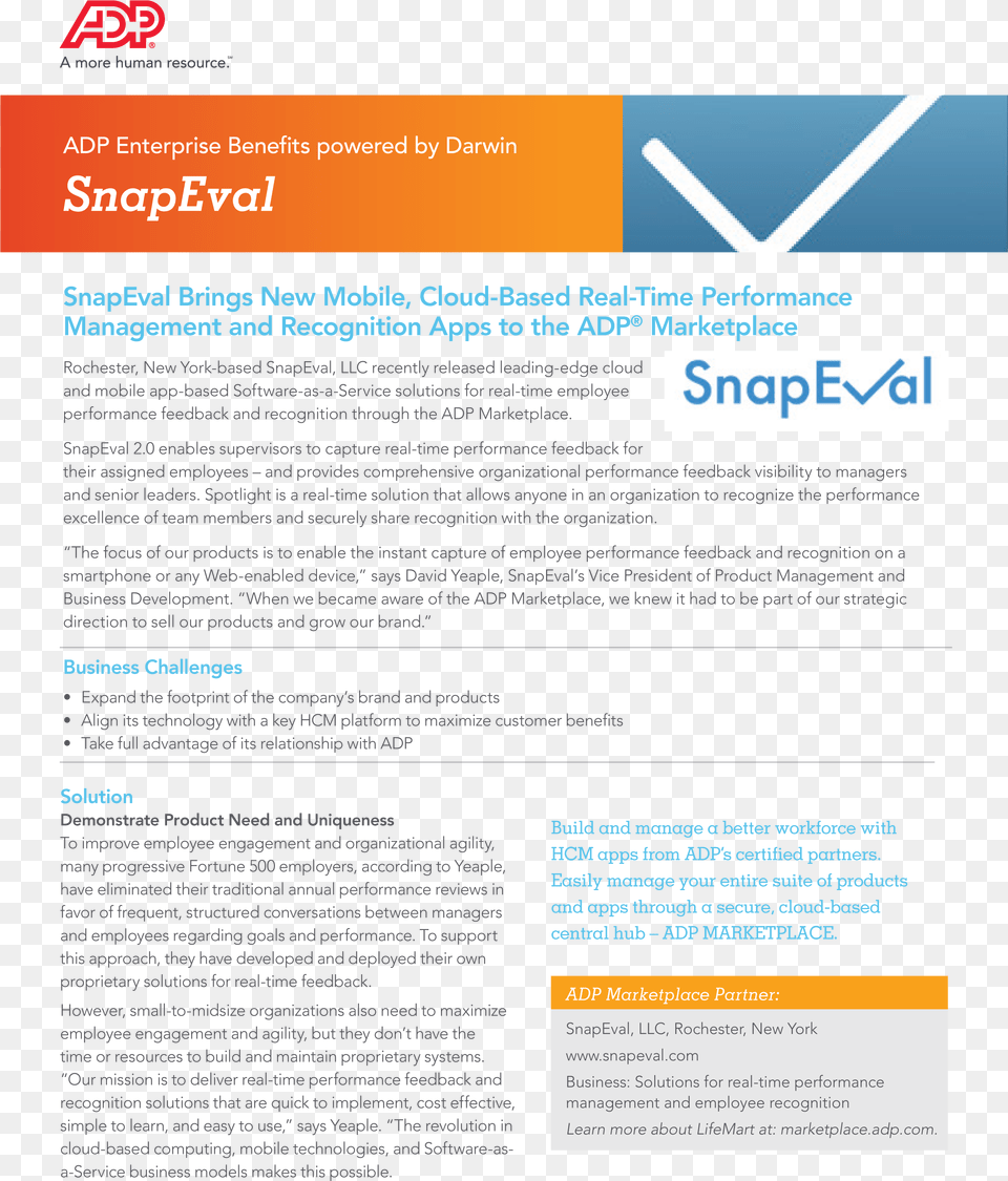 Adp Snapeval Testimonial Adp Llc, Advertisement, File, Poster, Page Free Png Download