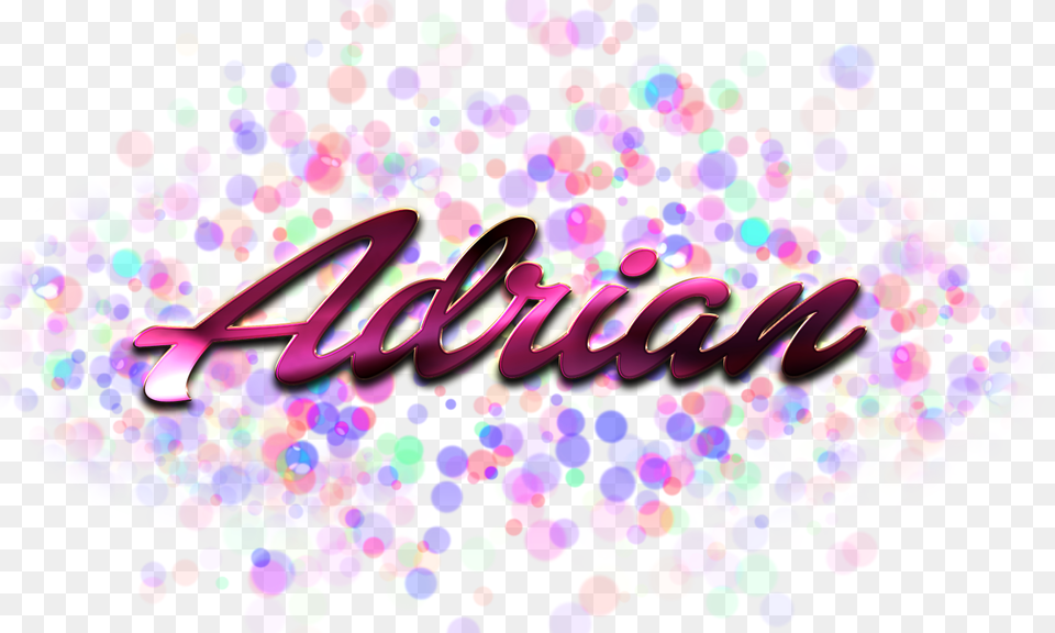 Adrian Name Logo Bokeh, Art, Graphics, Purple Png Image