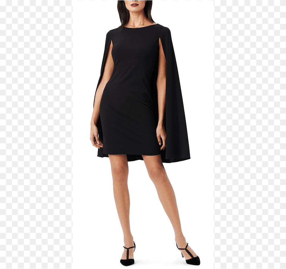 Adrianna Papell Structured Cape Sheath Cocktail Dress Dress, Adult, Sleeve, Person, Long Sleeve Free Transparent Png