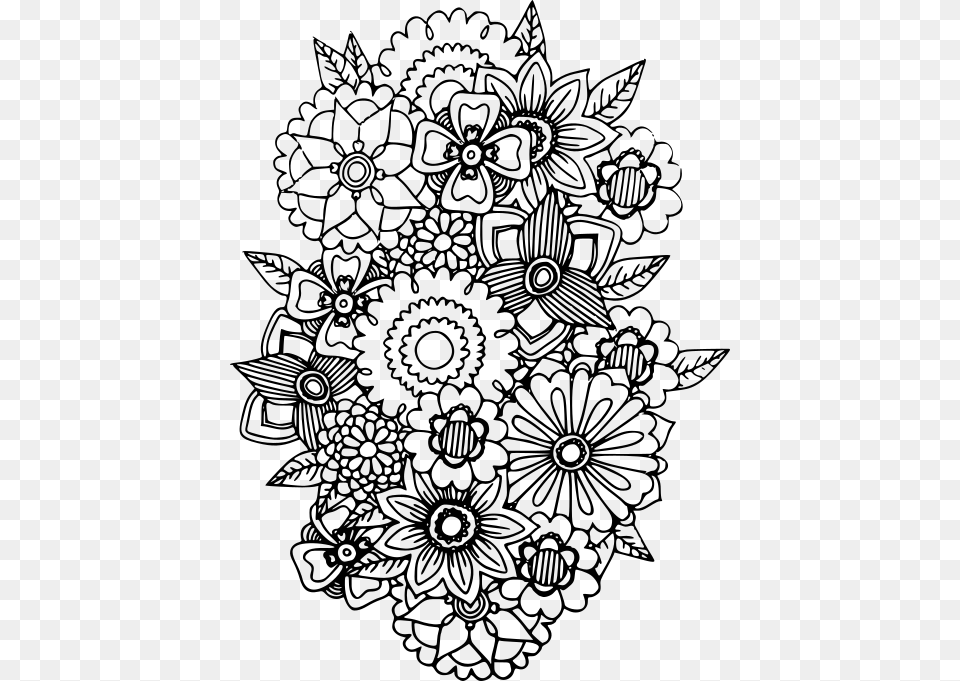 Adult Colouring Books Flowers, Gray Free Png