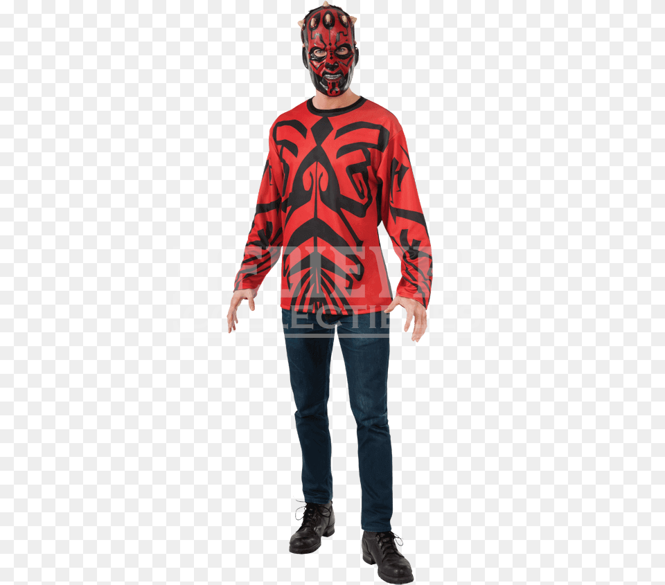 Adult Darth Maul Costume Top Rubies Ru Darth Maul Top Mask Adult Med, T-shirt, Clothing, Sleeve, Long Sleeve Png