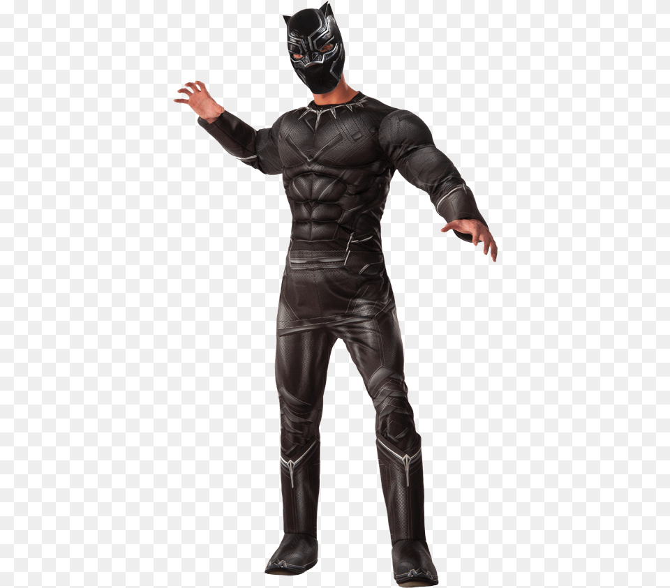 Adult Deluxe Black Panther Costume Black Costumes For Men, Clothing, Person, Male, Man Free Png