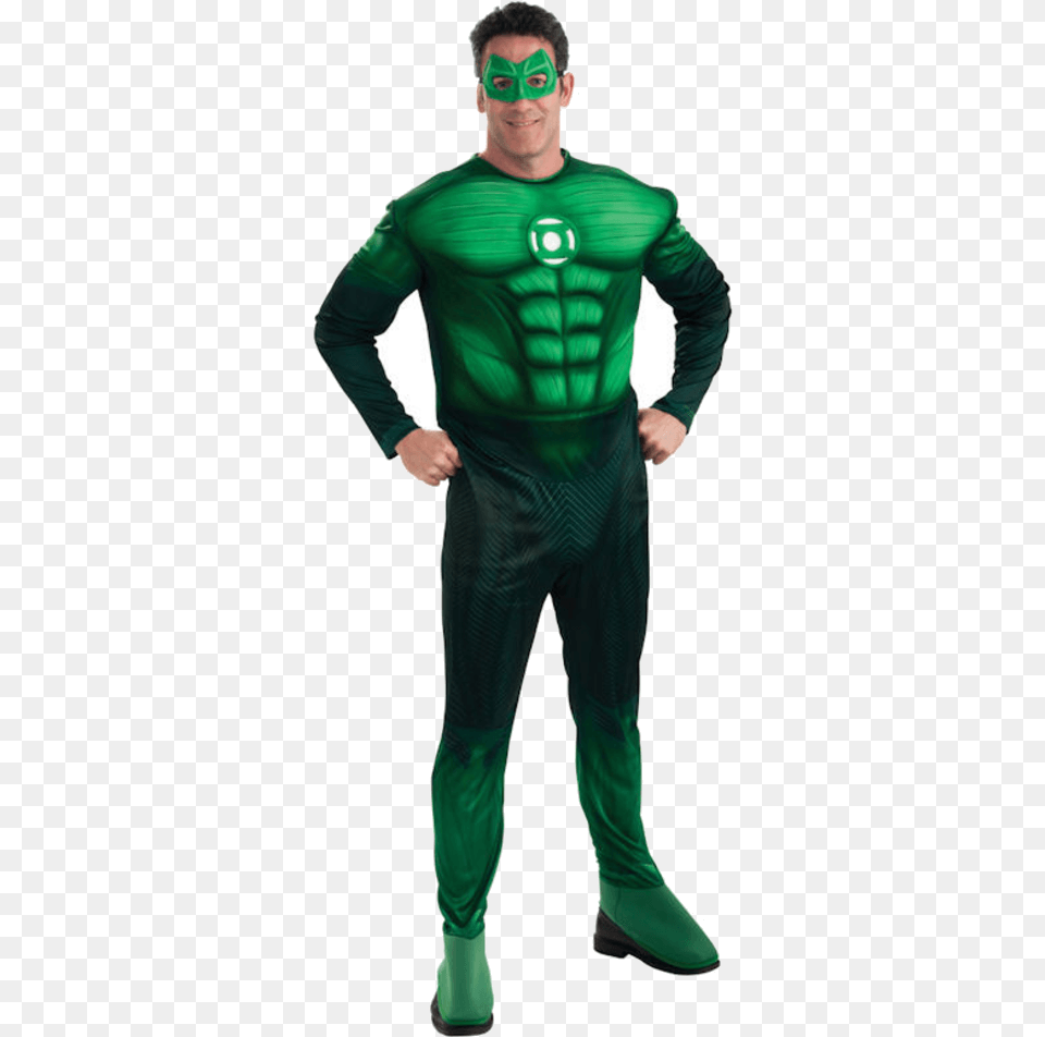 Adult Deluxe Green Lantern Super Hero Green Lantern Costume, Sleeve, Clothing, Long Sleeve, Person Free Png